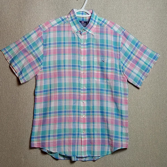 Vineyard Vines Classic Fit Tucker Shirt Mens Medium Multicolor Plaid Button Down - Picture 1 of 7